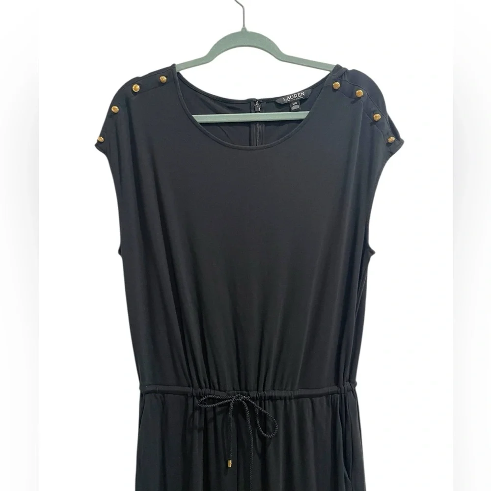 Lauren Ralph Lauren Women’s Jumpsuit Black Wide Leg Size L Y2K Retro - Picture 3 of 15